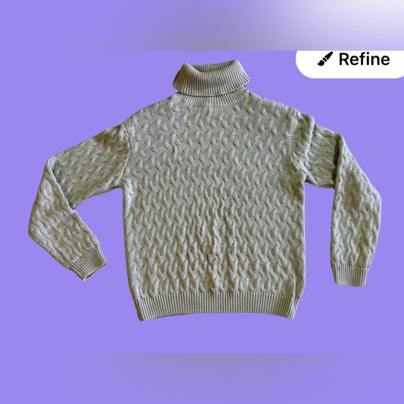 Jeanne Pierre Yellow Cotton Knit Turtleneck Sweater Size Small - Picture 2 of 16